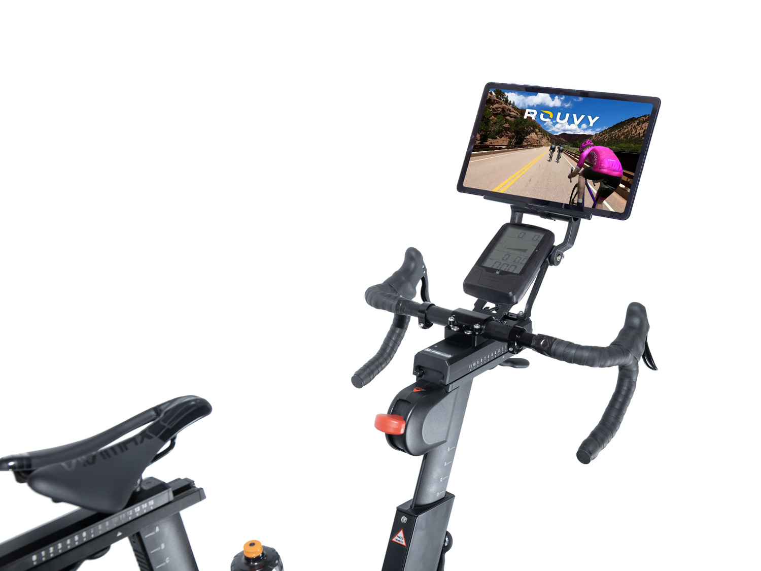 Rear angled view of the indoor trainer